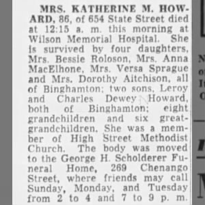 Obituary for KATHERINE M. HOW-ARD