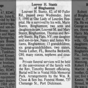 Obituary for Louveer H. Stantz