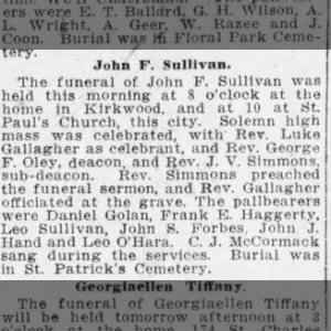 Funeral of John F Sullivan